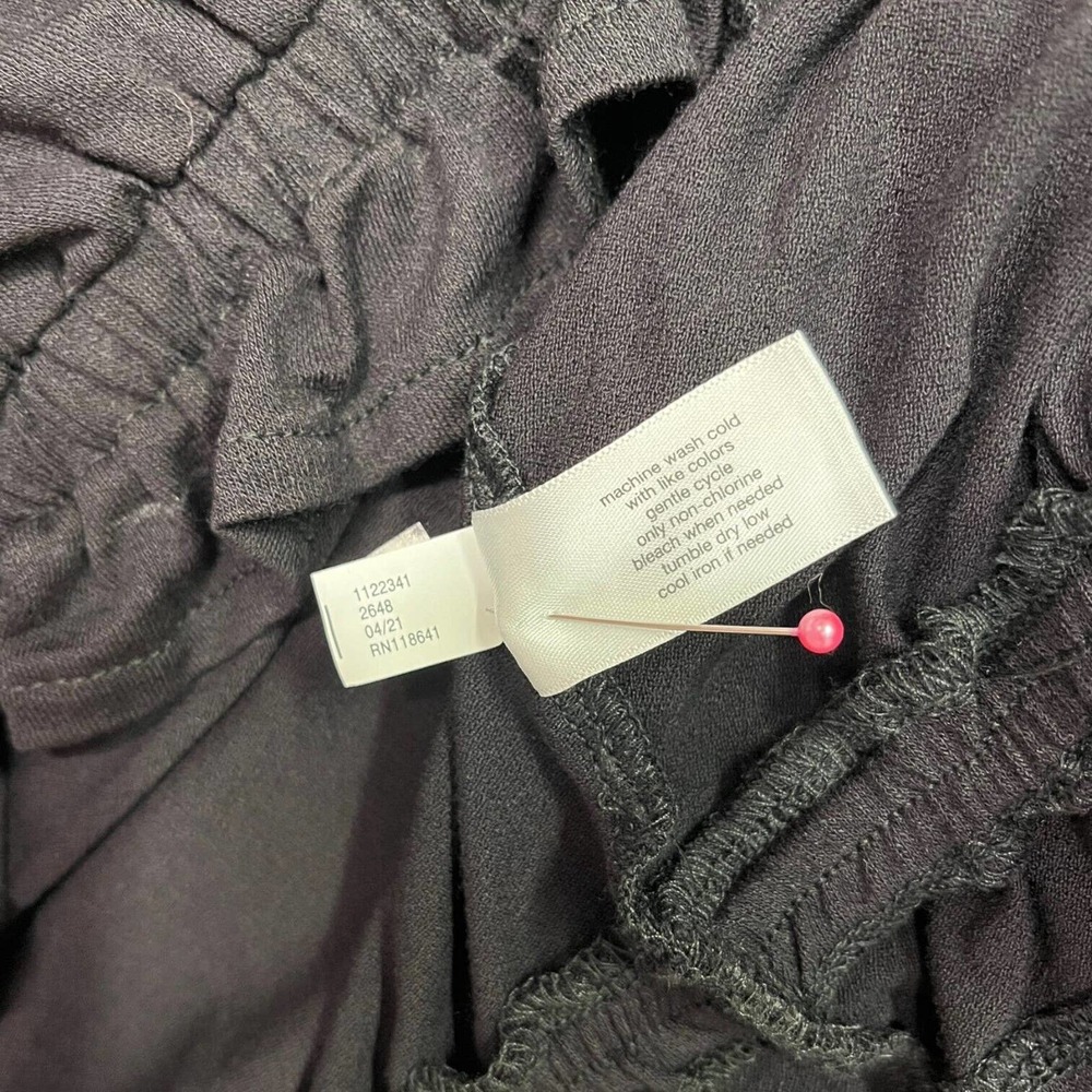 Lane Bryant Top Womens 22 24 V Neck Long Sleeve Cinched Bottom Tie Back Black - Picture 7 of 12